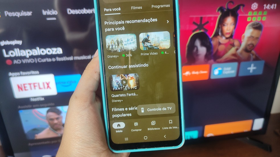 Google TV pode ser acessado em celulares e televisões — Foto: Reprodução/Flávia Fernandes