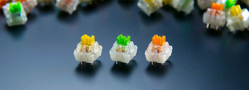 Os switches da Razer; o laranja não está disponível neste modelo — Foto: Divulgação/Razer