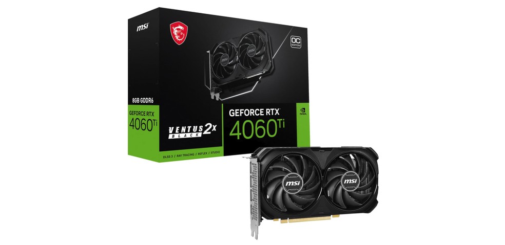 MSI Ventus 2X Black GeForce RTX 4060 Ti. — Foto: Divulgação/MSI